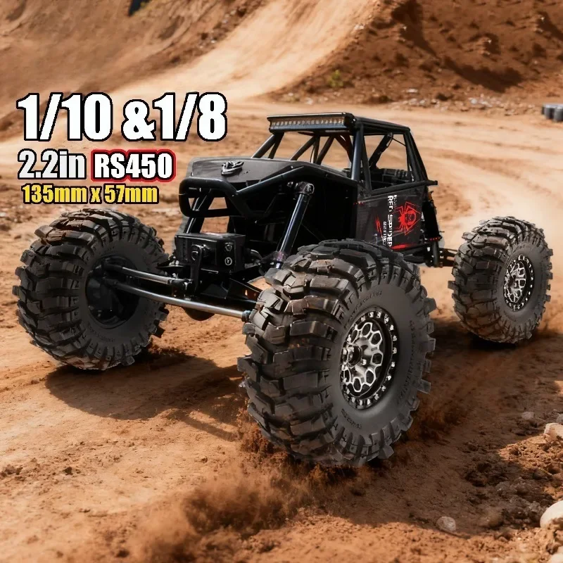 135mm 메탈 2.2인치 비드락 휠 림 타이어 세트 (1/10 1/8 RC 크롤러 자동차 액시얼 SCX10 H8H YK4083 용)