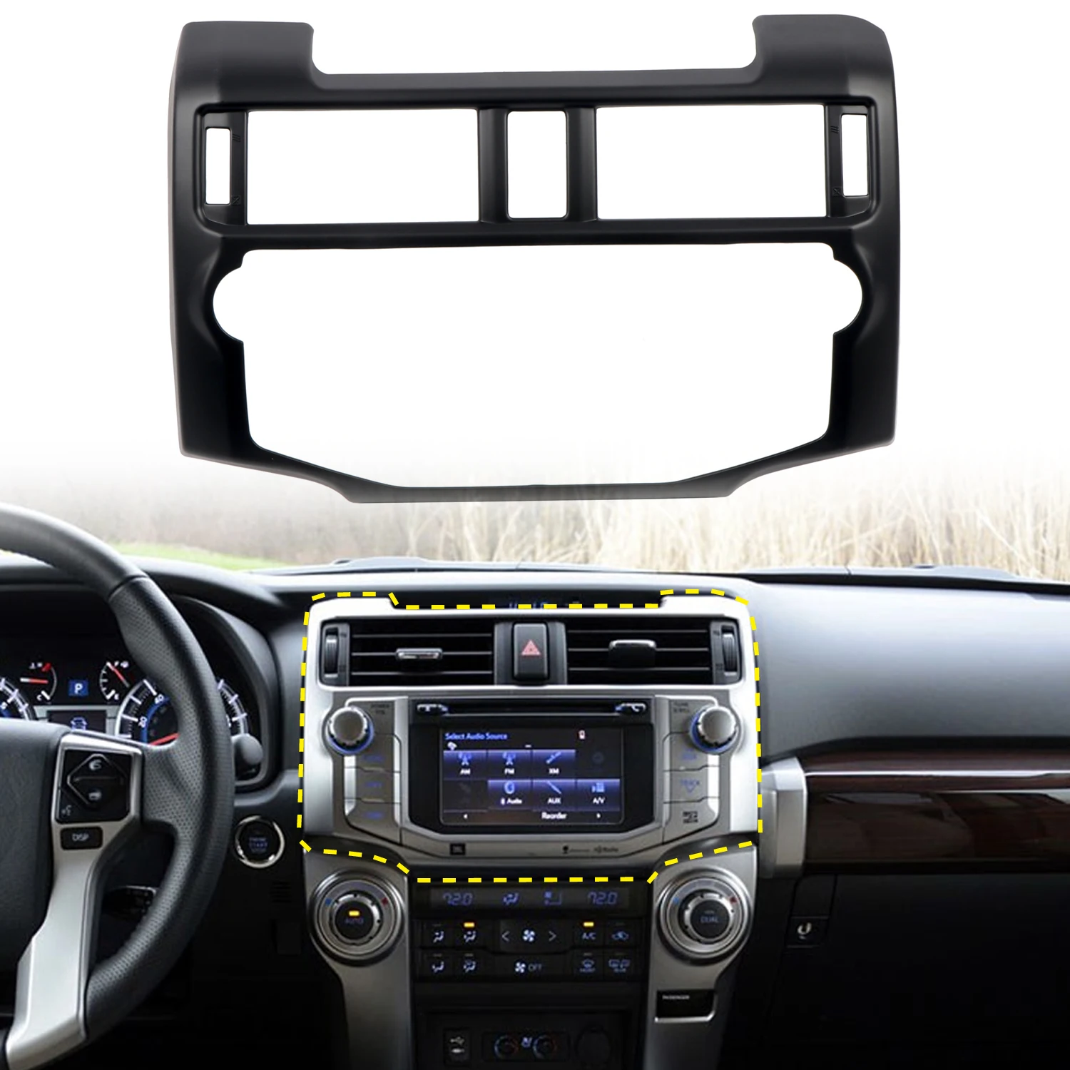 

for Toyota 4runner 2014-2019 Display Overlays Matte Black ABS Plastic 1pcs