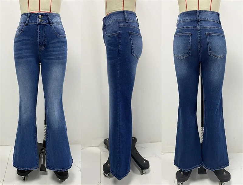 2025 Vintage taille moyenne lavé Stretch jean femmes nouveau Micro pantalon évasé décontracté banlieue femme Denim pantalon tendance Streetwear