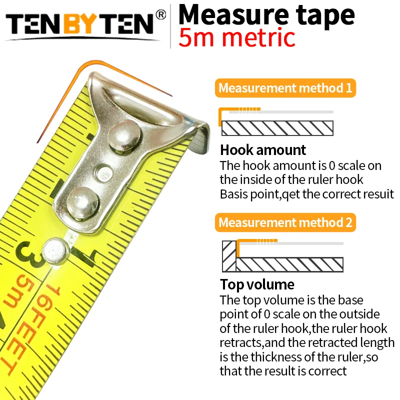 5M Tape Measure Metric Self Locking Steel Measuring Ruler Huinchas Cinta De Medir  Ruler Metal Steel Tape Length  Measure ﻿Tool