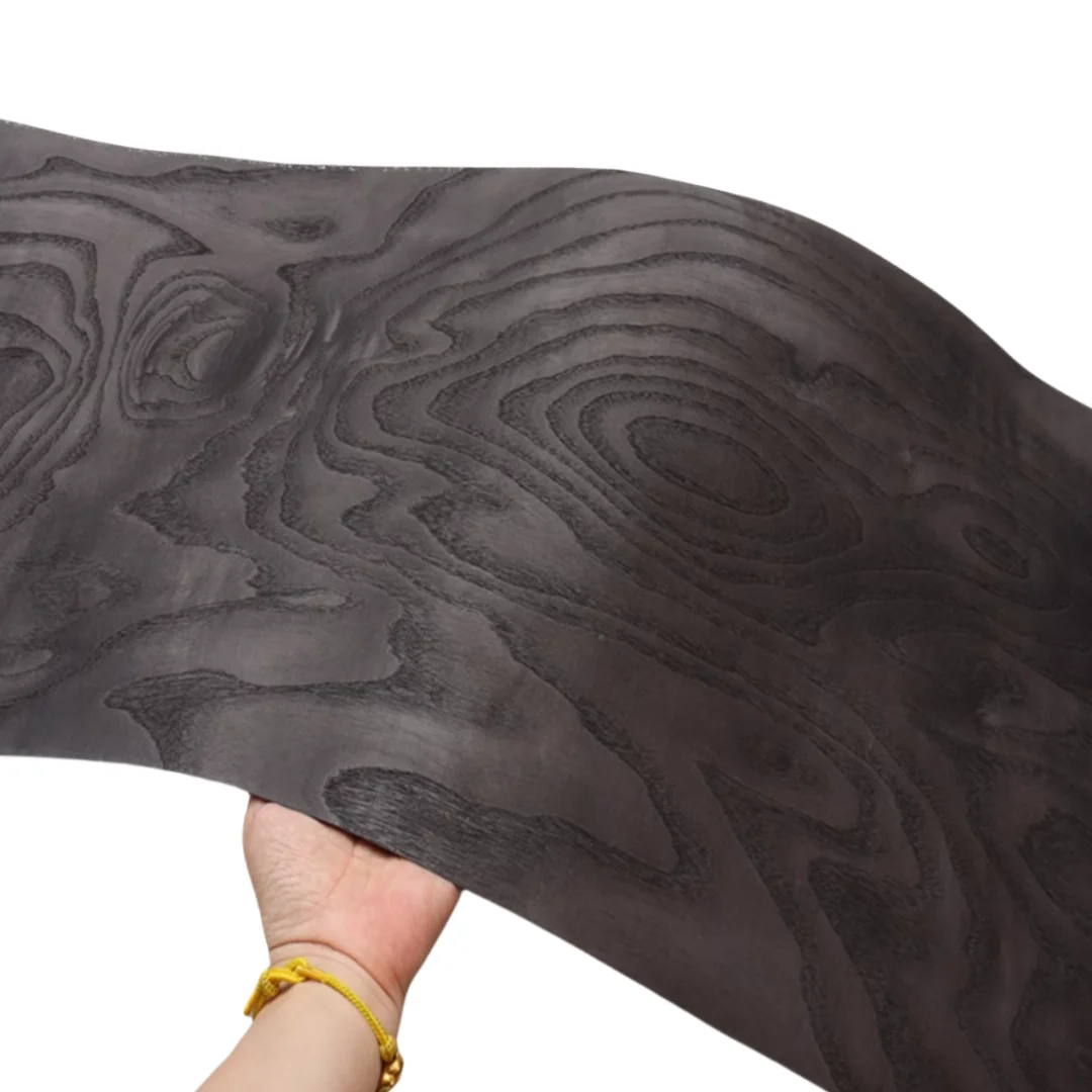 Length:2.5m Width:300mm T:0.3mm Jet Black Dyed White Ash Random Grain Solid Wood Veneer DIY Home Cabinet Door Speaker Decor