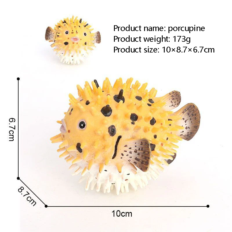 Puferfish Figurine plastik realistis, Set patung kecil ikan Pufferfish untuk koleksi sains pendidikan Model hewan