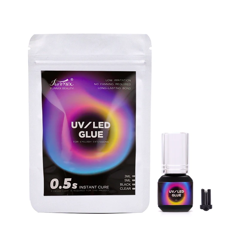 Funmix UV LED まつげ接着剤 3ml/5ml まつげエクステ接着剤 イルミネーター 1秒速乾性硬化まつげ接着剤 長持ちするメイクアップツール