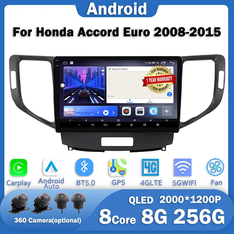 

9'' Android 14 Car Radio Carplay For Honda Accord Euro 2008 - 2015 Car Multimedia Stereo Player Navigation GPS Autoradio