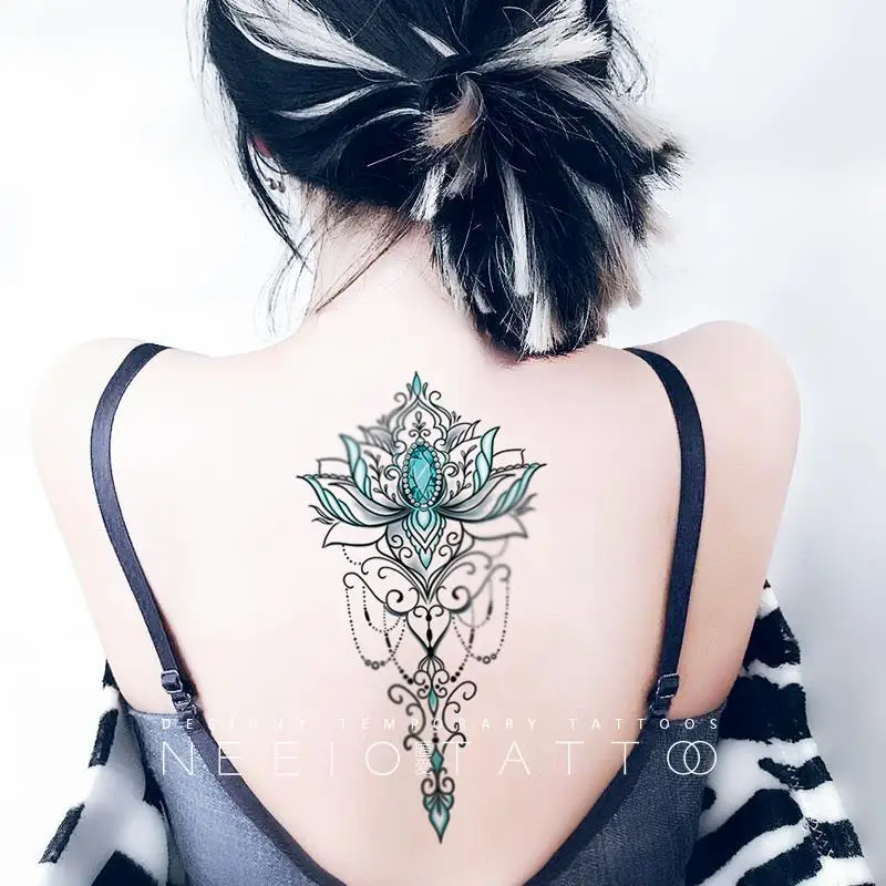 Tattoo Tattoo Sticker Yoga Lotus Totem Sexy Back Calf Large Picture Waterproof Jewelry Stickers for Women