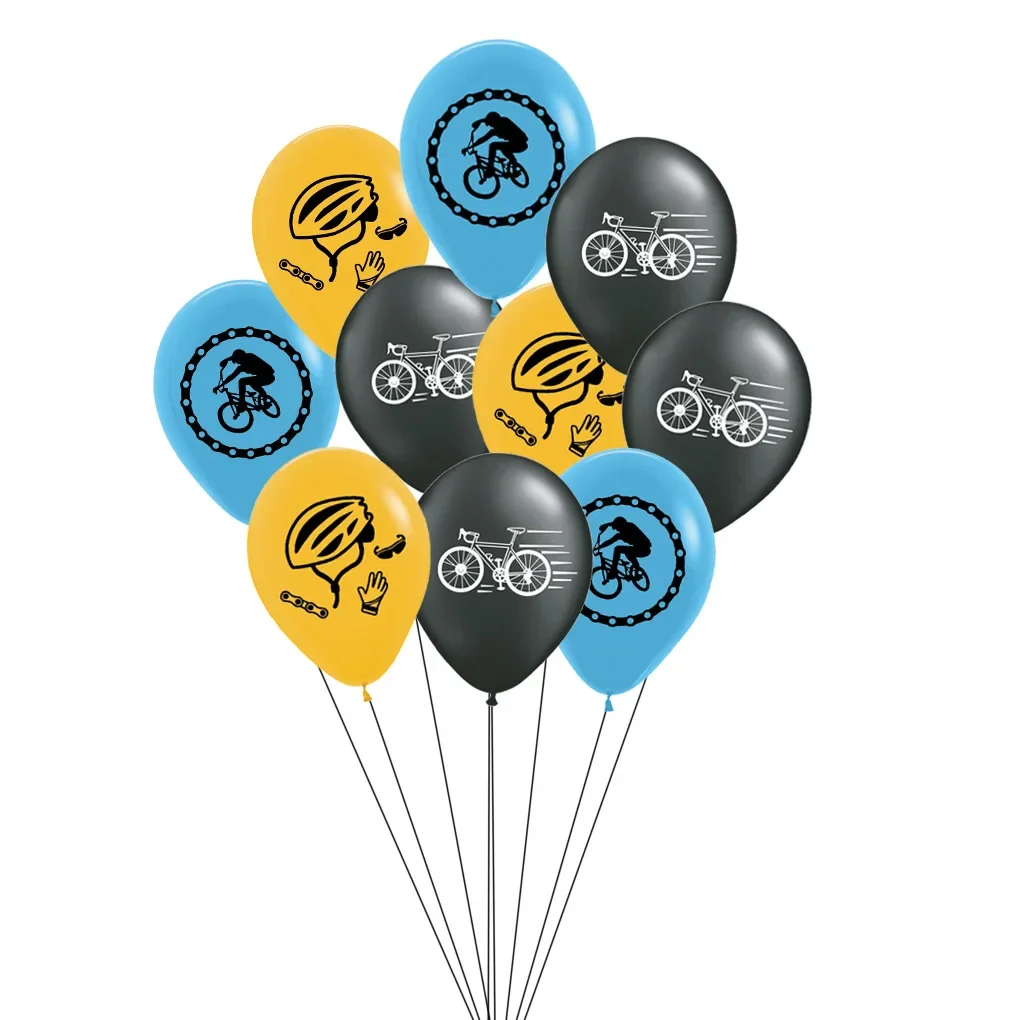 New Bicycle Road Race Bicycle Riding 12 Inch Toy Theme Party Supplies Latex Balloon 15pcs