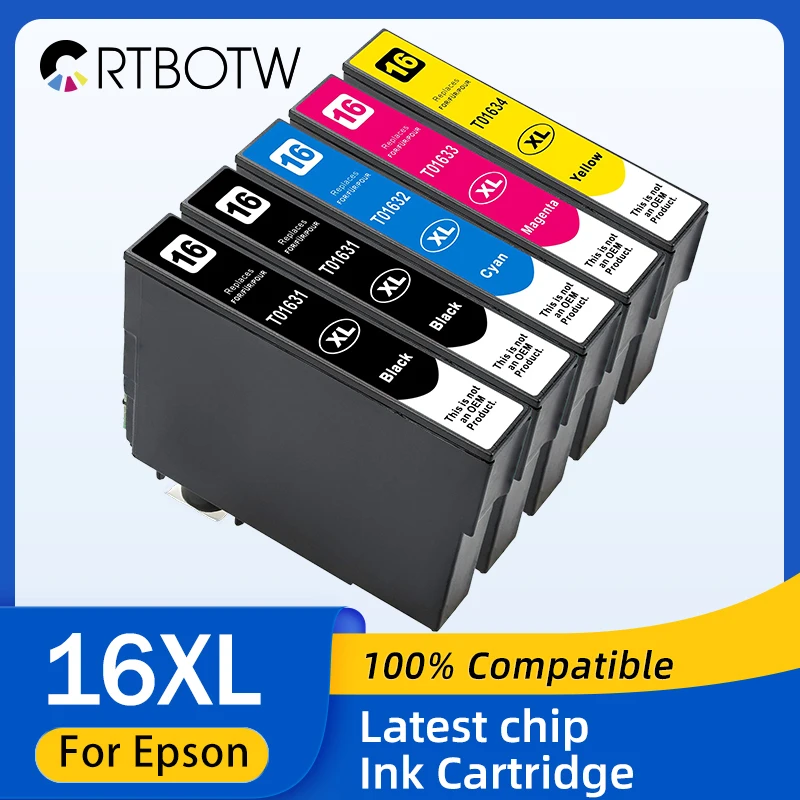 CRTBOTW 16XL T1631 Ink Cartridge for Epson Compatible WorkForce WF-2510 2760 2630 WF-2650 WF-2750 WF-2660 2530 WF-2520 Printer