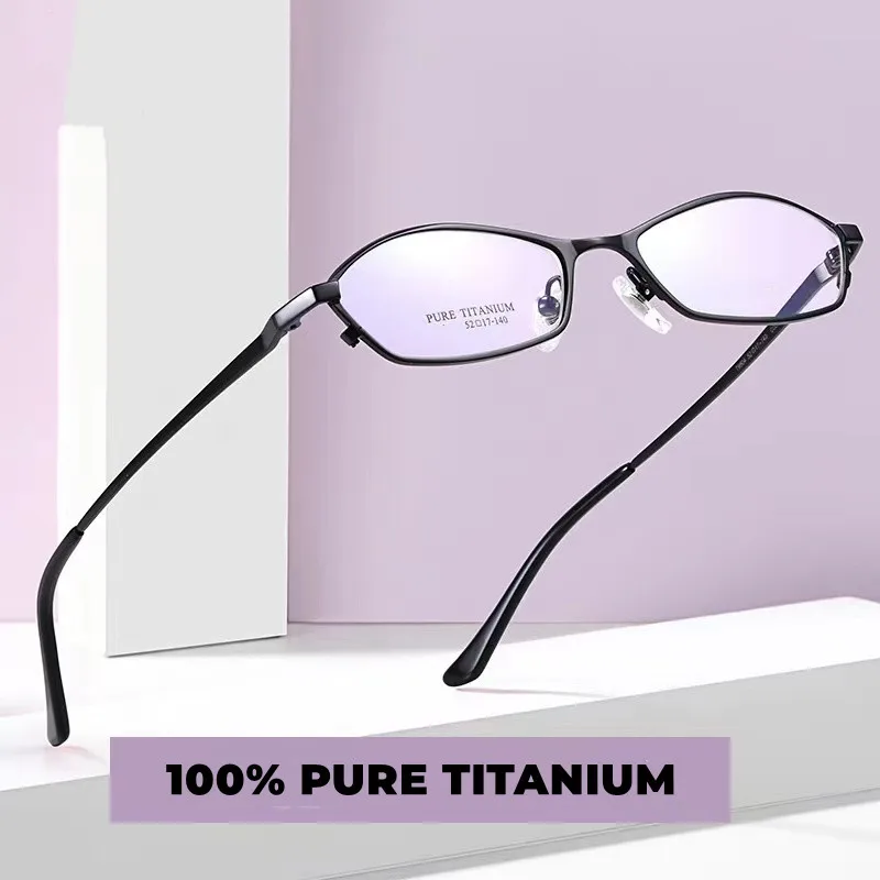 Reinem Titan Frauen Brille Entworfen Abnorme Form Vollrand Spektakel Hohe Grade Rezept Brillen – Detail 1