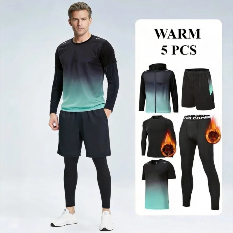Advanced Performance 2026 Fleece Men Running Sets Gym Outfits Waterproof Winter Set For Plus Size GYM 5 PCS Jogging Sessions