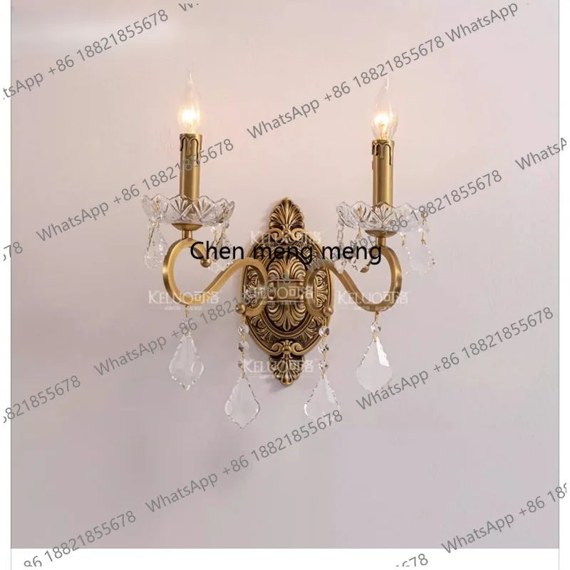 

New French light luxury wall lamp full copper bedroom, luxury atmospheric retro lamps