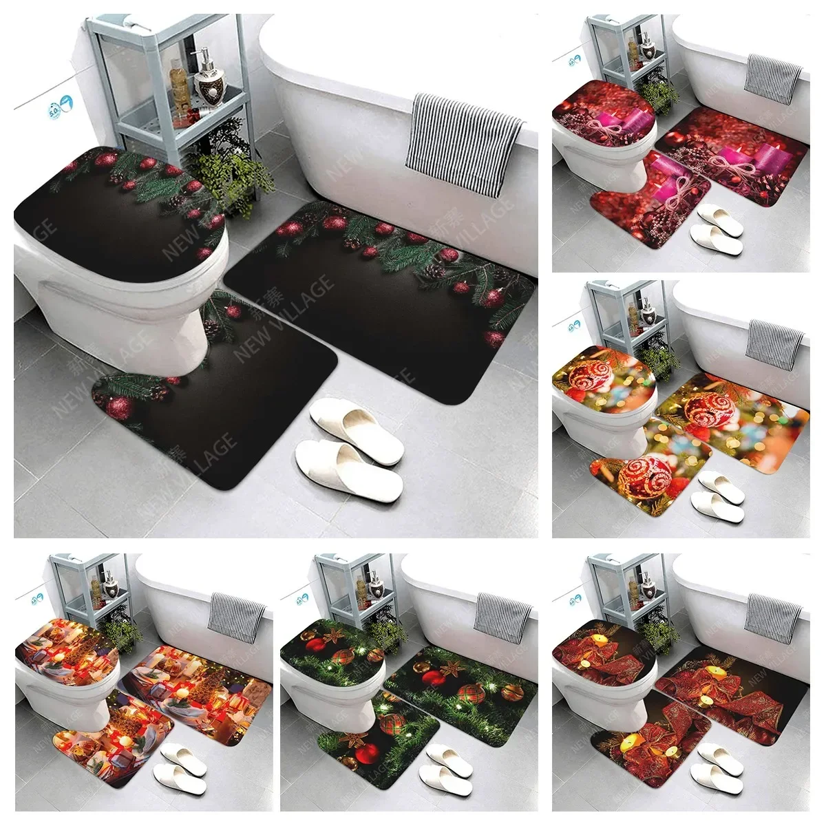 

home bathroom floor mats Christmas decorations Bath Foot mat modern bathroom accessories rug Toilet mat Bathtub anti-slip carpet