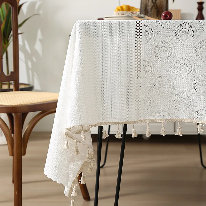 French Style Thickened Jacquard Lace Tablecloth, Rectangular Dining Table Cloth, Home Use Fabric Table Cover
