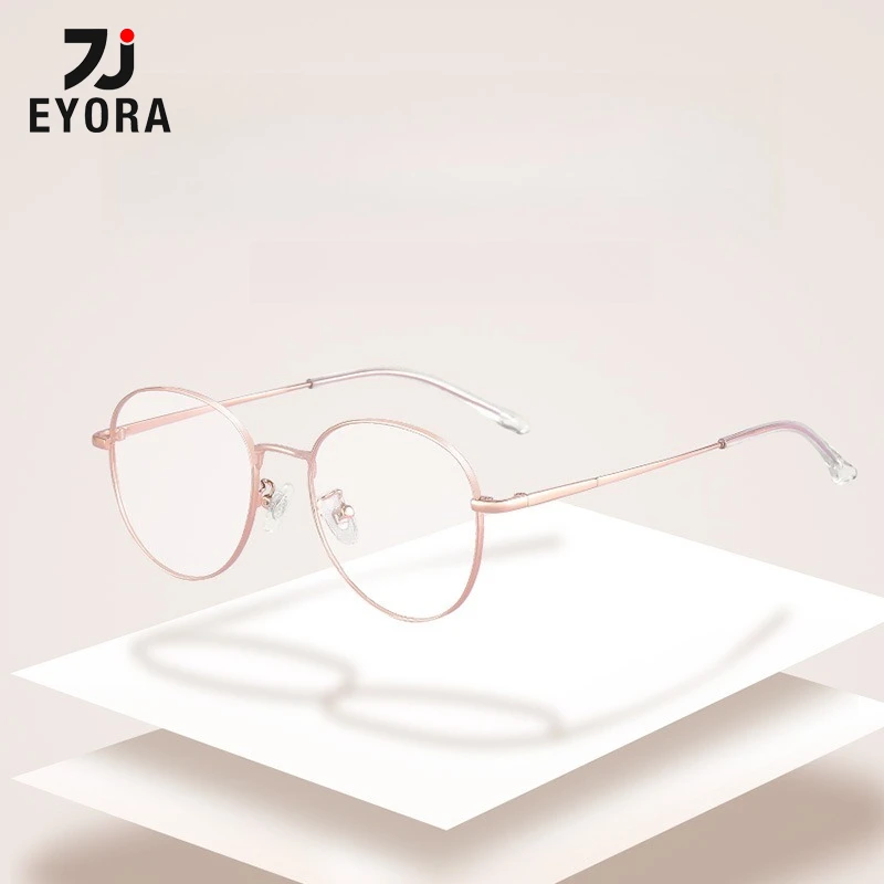 

EYORA Ultralight Half Titanium Oval Reading Glasses Anti Blue Ray Myopia and Hyperopia Photochromic Prescription Eyewear Lens