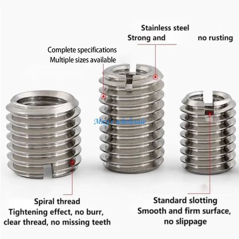 

Pack of 10 High Strength Stainless Steel Slotted Thread Inserts for Projects and Professional Repairs Daily Use 448A