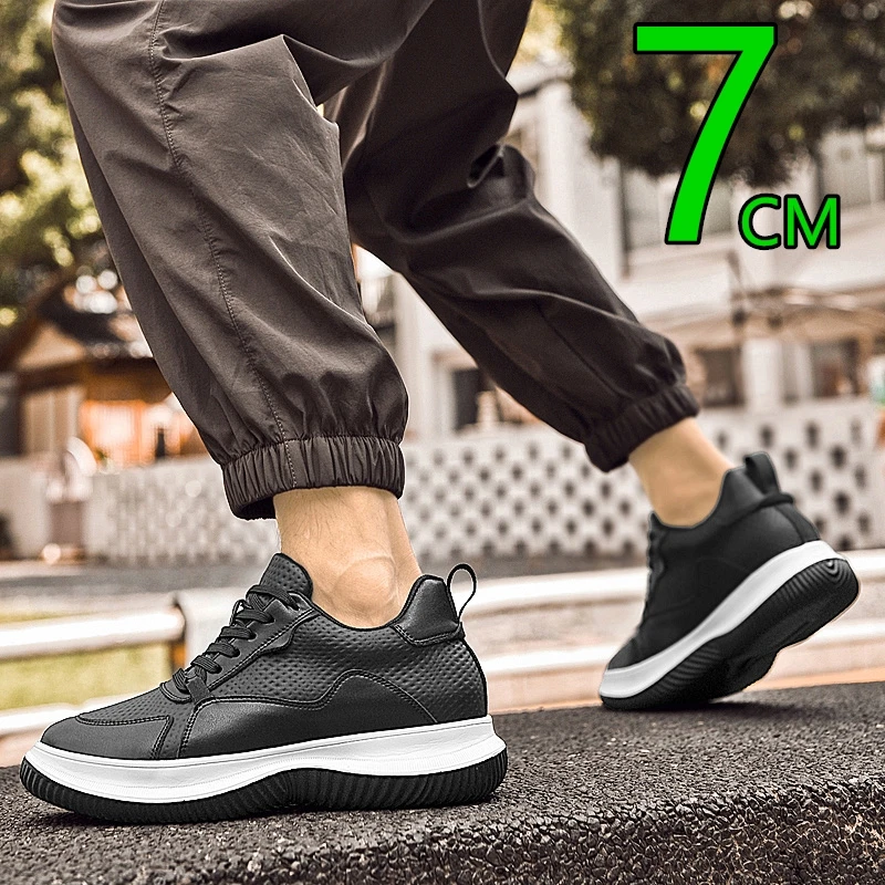 

Мужские туфли-лифты 7 см из натуральной кожи, удобные дышащие противоскользящие повседневные спортивные кроссовки для увеличения роста