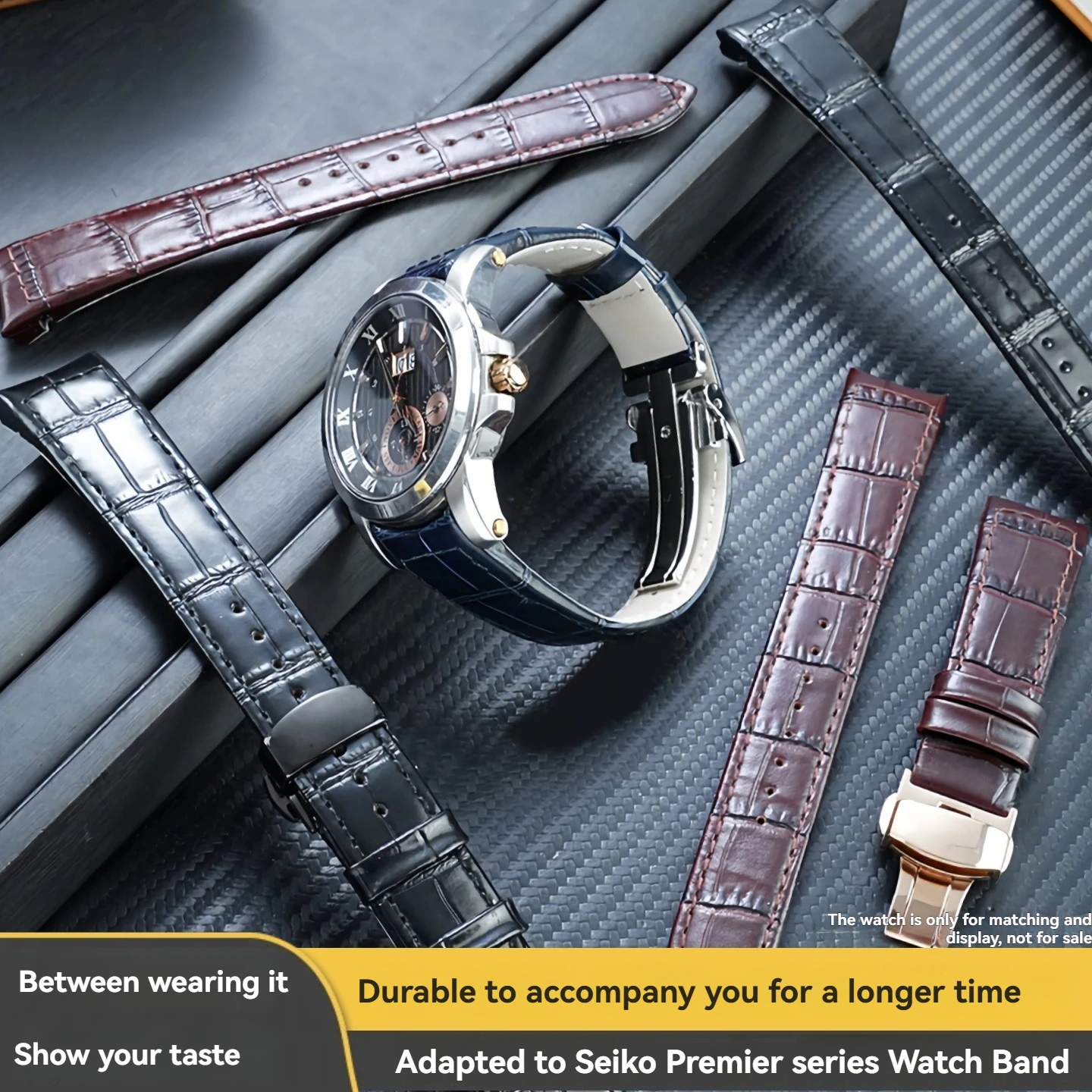 Genuine leather watch strap for precision leather watch strap men Premier series SNP041 SNP044 7D48-0AG0 arc special strap 21mm