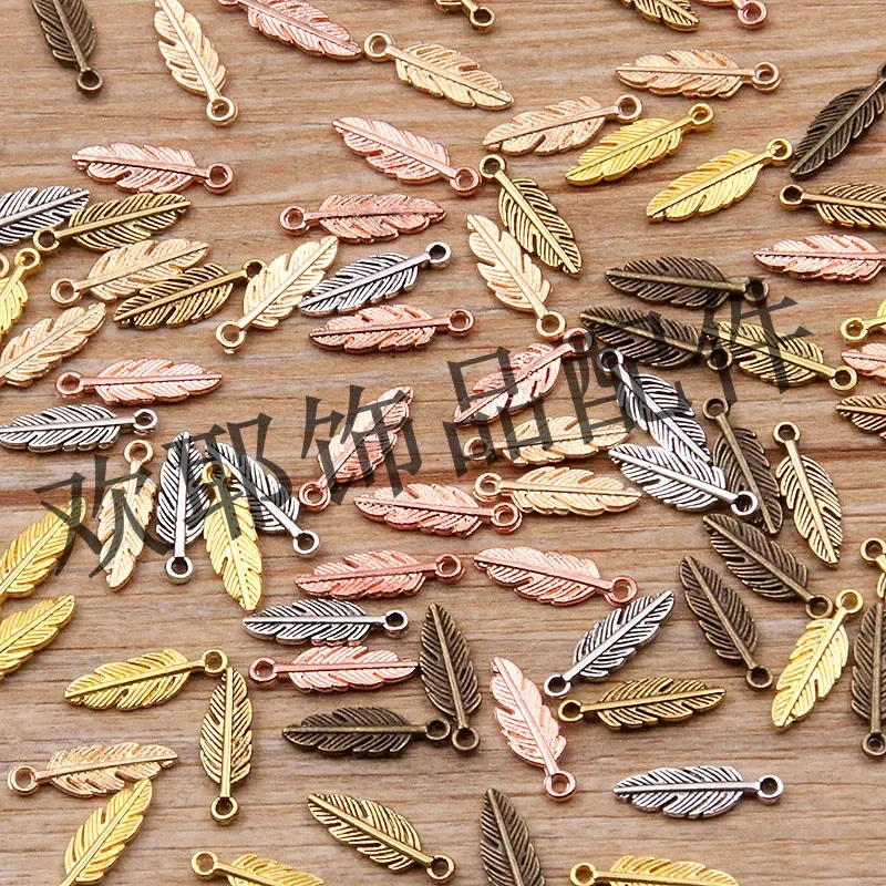 2024 New 5*15mm 9 Color DIY Zinc Alloy Accessories MINI Small Feather Pendant Charm Animal Pendant