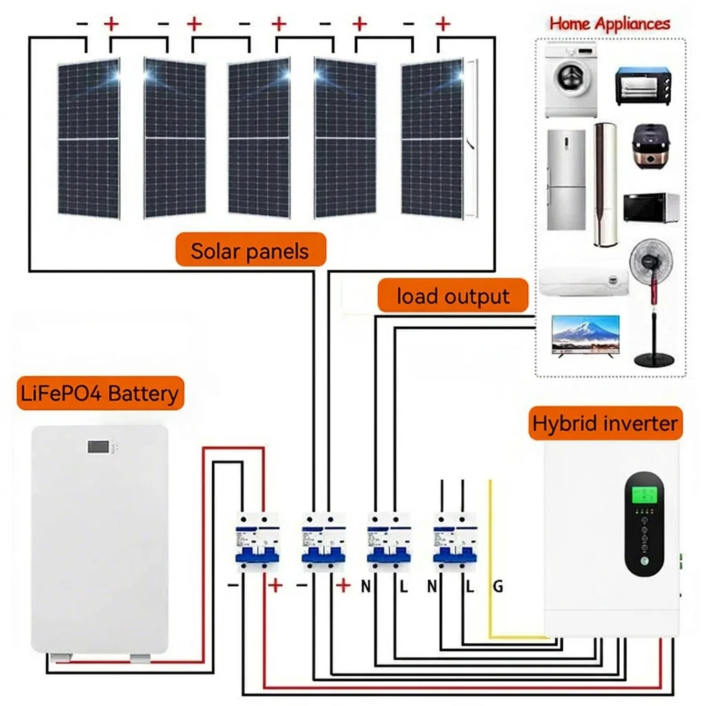 62 kW Monocrystalline Silicon Solar Photovoltaic Power System Complete 220 V Set LiFePO4 Battery 15 kWh
