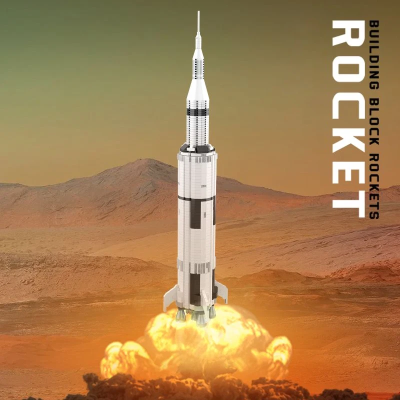 2418-Piece Rocket Model Assembly Toy, Aerospace Education Building Block Set, Collectible Desktop Ornament, Christmas and Birthday Gift