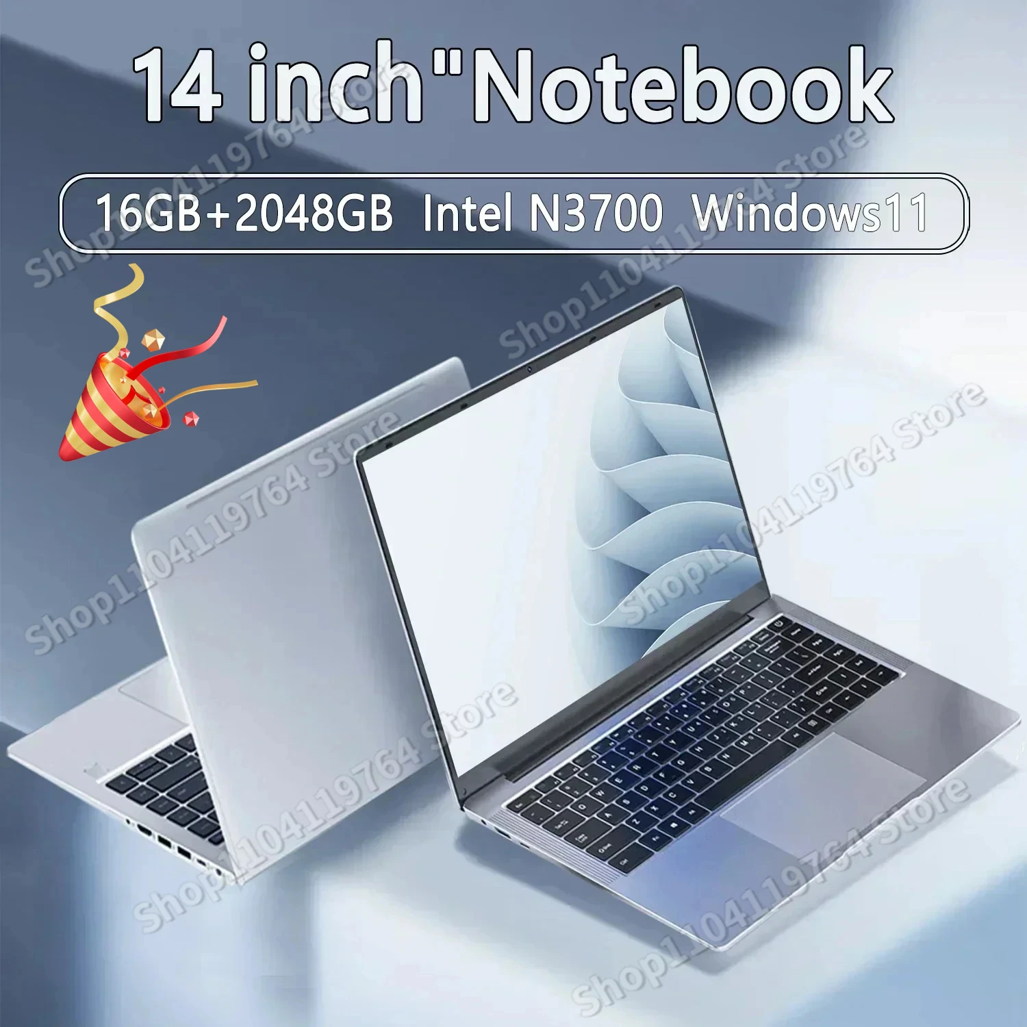 Laptop Intel Pentium N3700 16GB RAM 1024GB SSD Notebook 1920*1080 Resolution Windows 11 Unlock Computer Office Study gamer PC