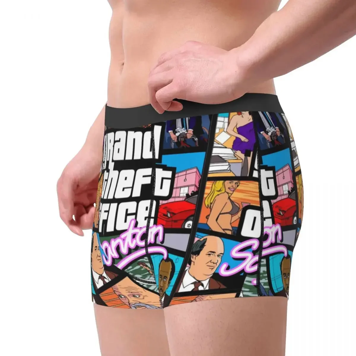 Men Grand Theft Office Scranton Boxer Briefs Shorts Panties Soft Underwear The Office Homme Humor S-XXL Underpants