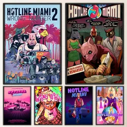 Hotline Miami Action Game Poster Fancy Poster Wall Sticker for Living Room Bar Vintage Decorative Painting Middle