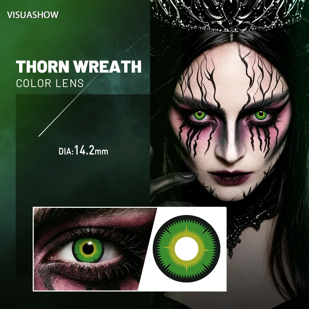 Lalens Grüne Anime-Cosplay-Farbkontaktlinsen, 1 Paar, 14,2 mm, Kosmetiklinsen für Cosplayer, Halloween, Weihnachtsfeier, Kostüm, Augen-Make-up – Detail 29
