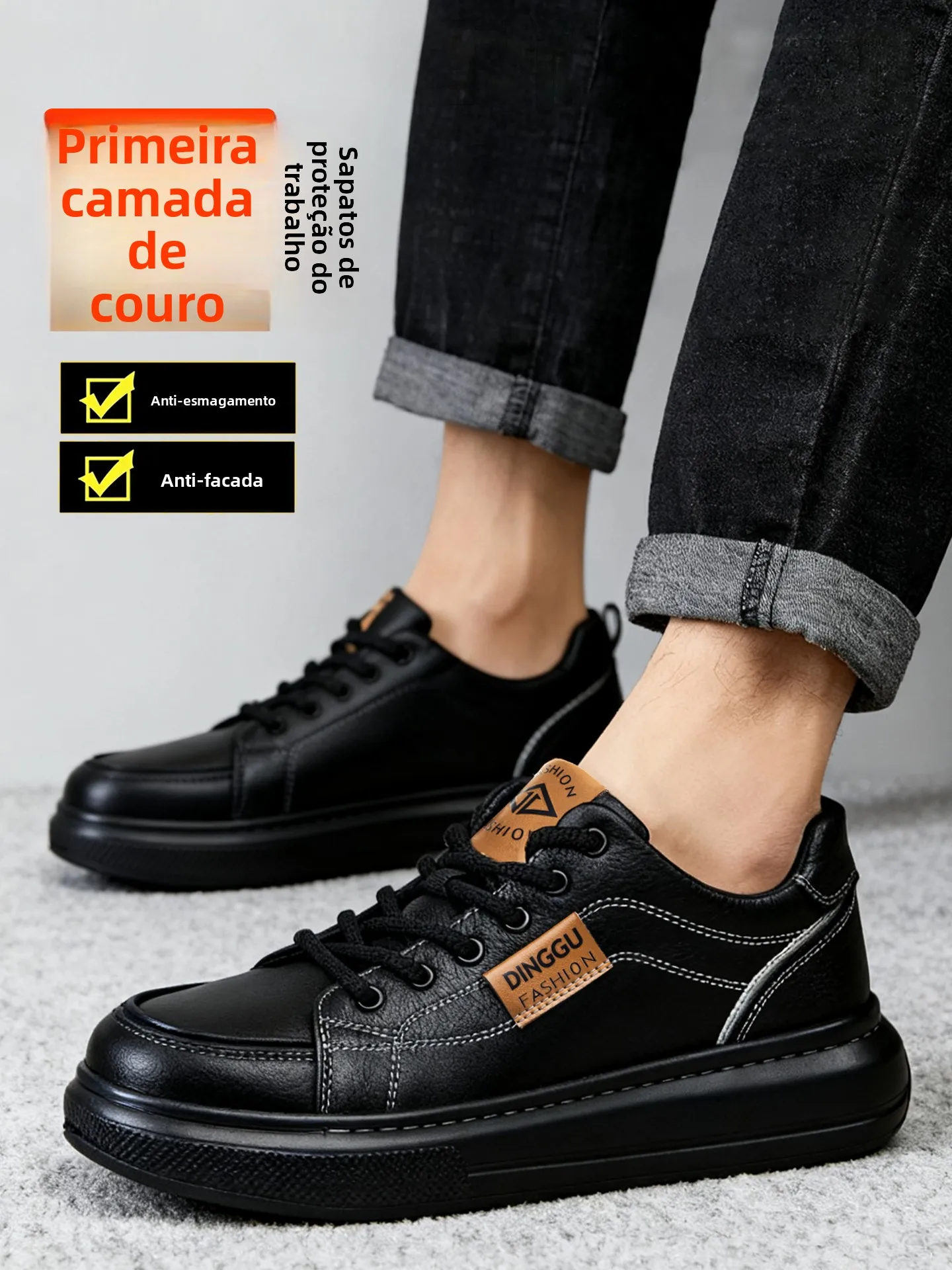 dinggu-labor-protection-oes-men's-top-layer-cowhide-ultra-lightweight-soft-bot-work-anti-odor-summer-breathable-casual-s