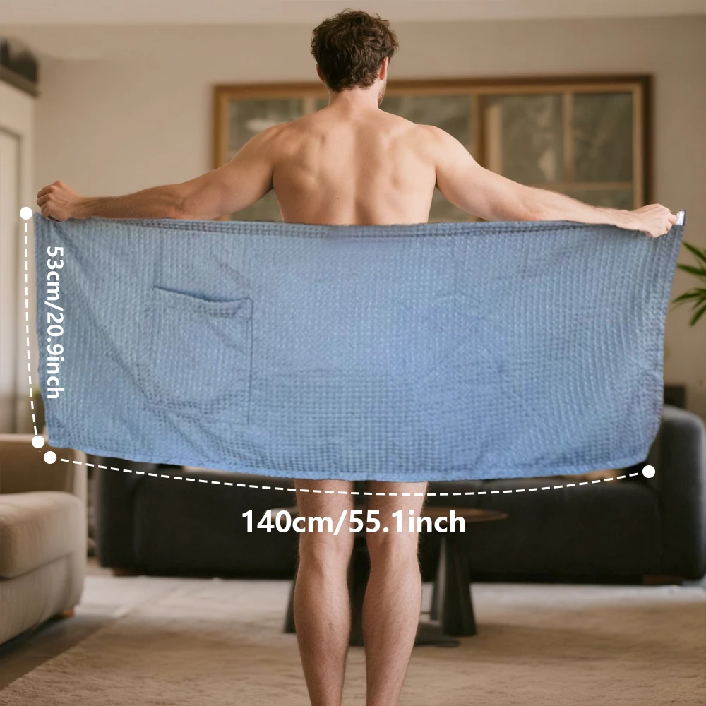 men's ultra-soft bathrobe towel, highly absorbent and non-shedding, ideal for shower, spa, home, and travel. perfect for gym,