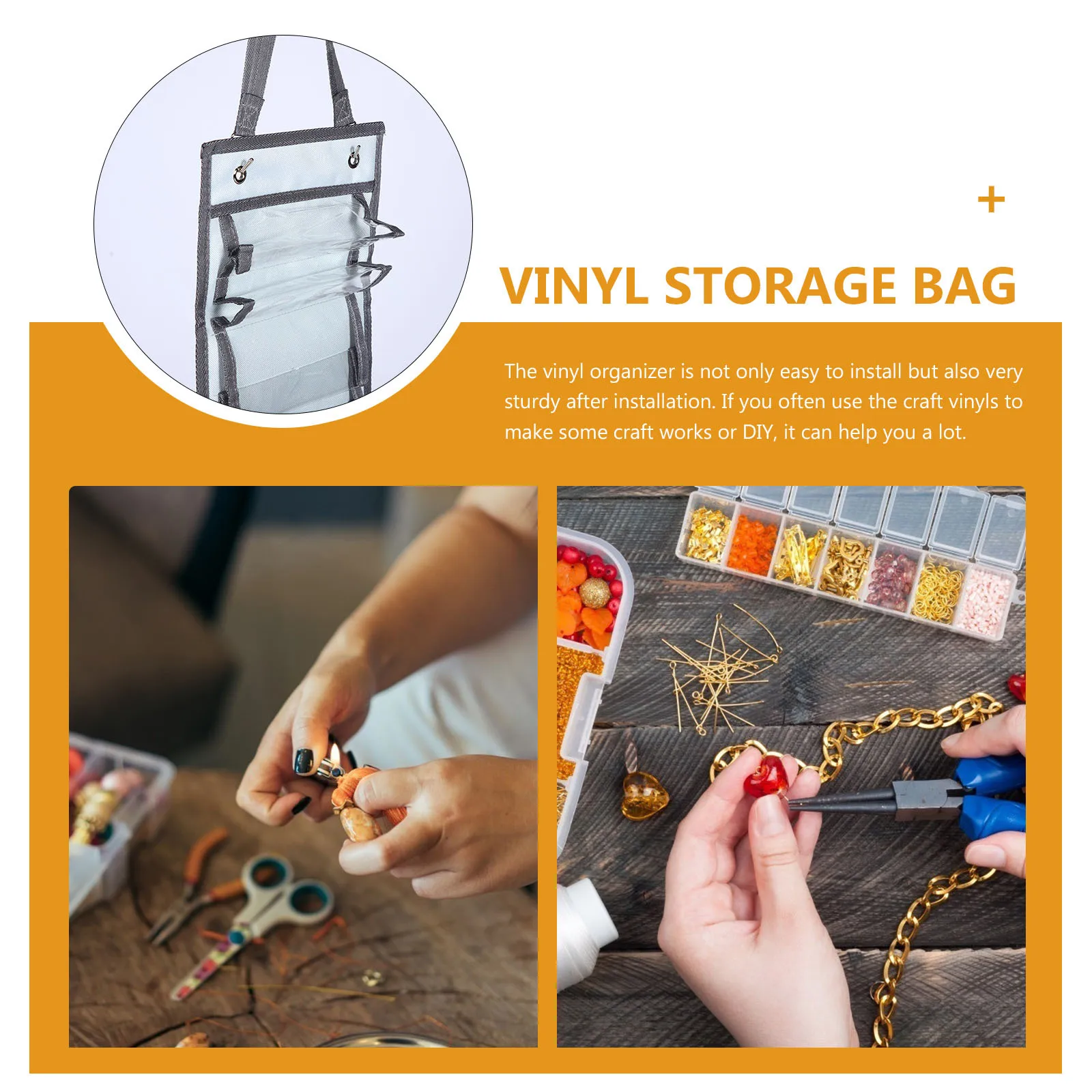 

Compartments Vinyl Roll Storage Organizer Over Door Hanging Bag Tear Resistant Vinyl Rack for Craft Room Storage
