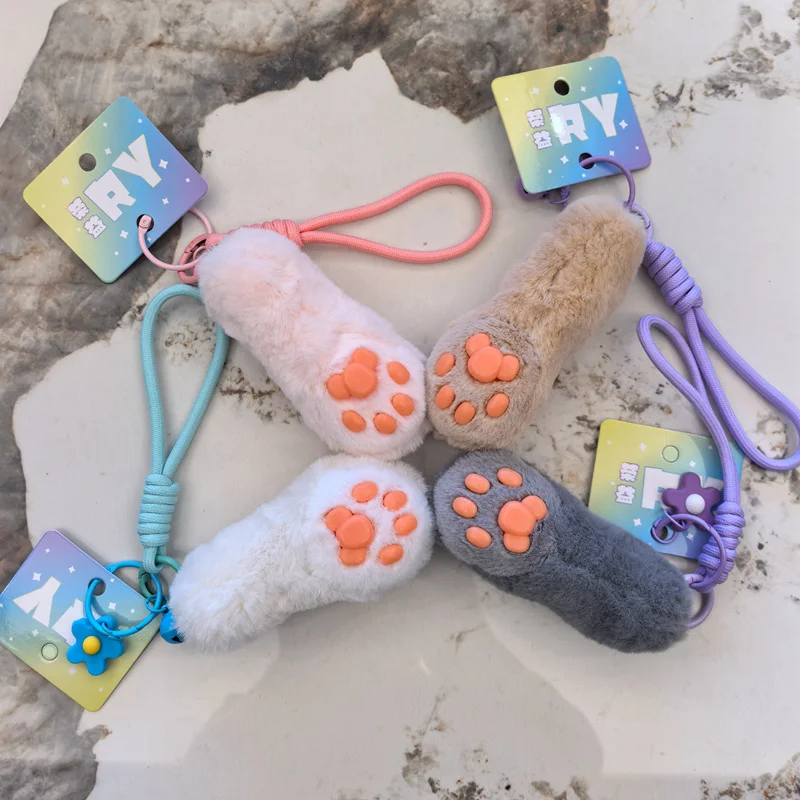 Cat's Paw Soft Stuffed Plush Toys Cute Kitten Paws Plushies Keychian Backpack Charm Hanging Pendants Gifts For Girls Birthday
