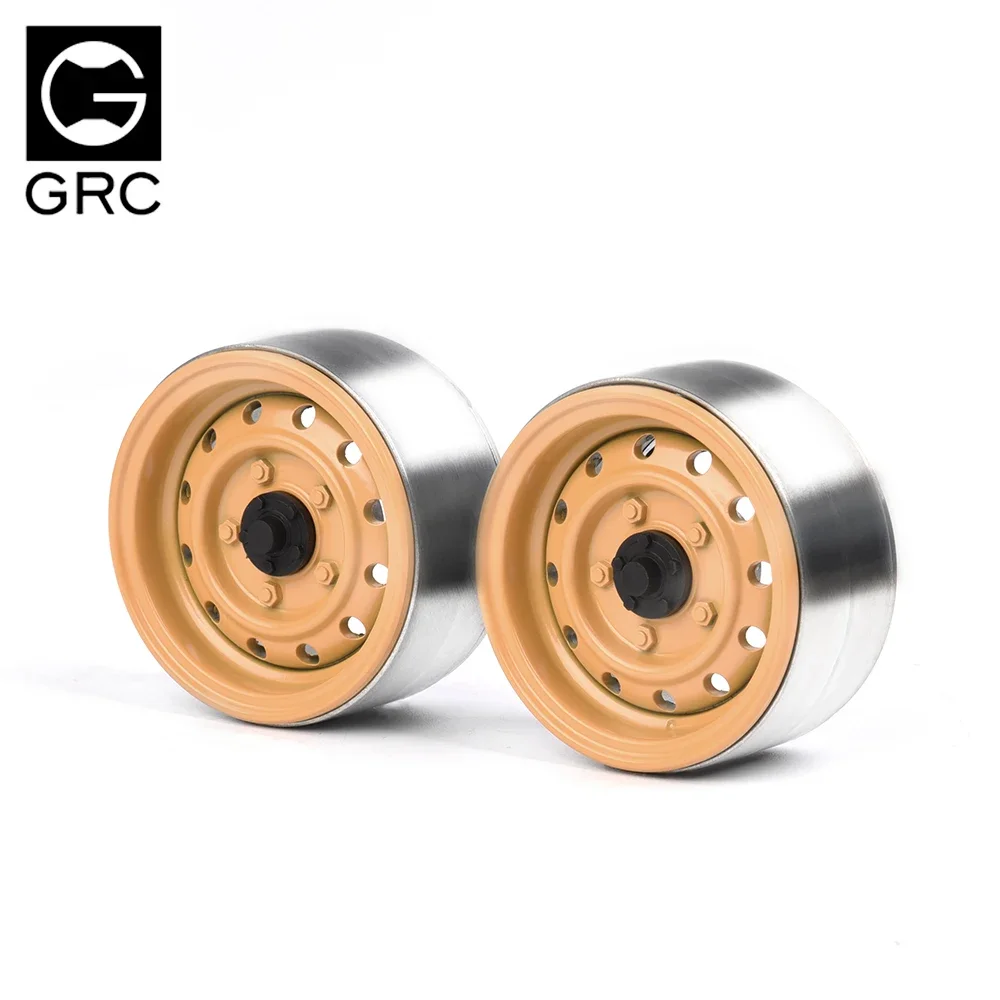 GRC 1.9 Inch Heavy & Old-fashioned Metal Wheel Rim Camel-yellow #G01 G02 G03 For 1/10 RC TRX4 SCX10 90046 Bronco D110 D90 CFX