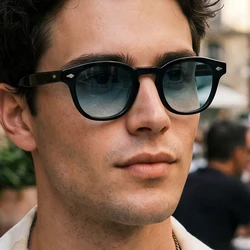 Men's Vinatge Round Sunglasses Frame Captain Jack UV400 Protection Polarized Purple Sunglasses Retro Johnny Depp Lemtosh Shades