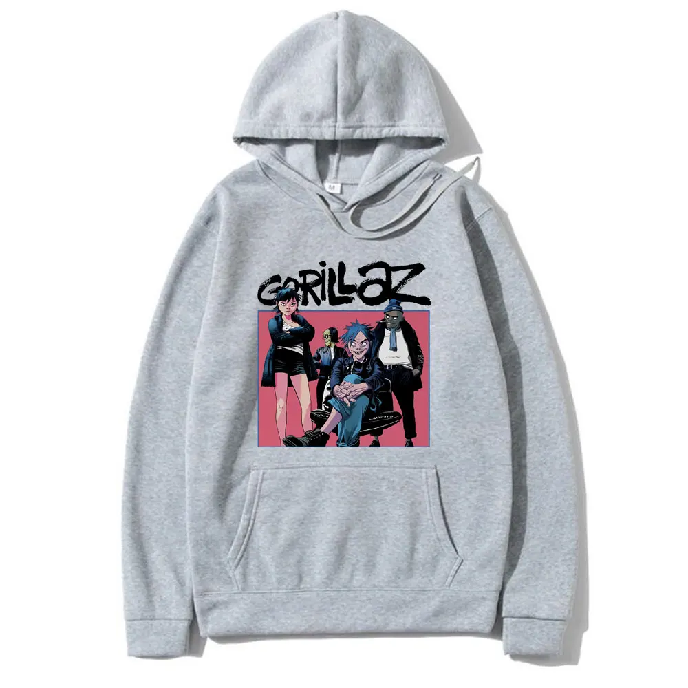 Brytyjskie wirtualne zespoły Gorillaz bluza z kapturem jesienno-zimowa męska bluza w stylu kreskówki w stylu Vintage męska bluza z kapturem Hip Hop