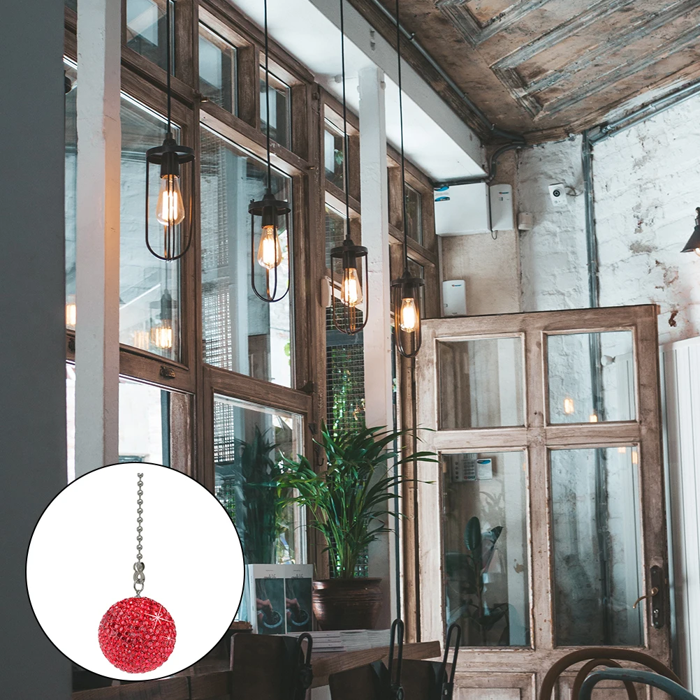 

1Set Ceiling Fan Pull Chain Stainless Steel Rhinestone Decorative Crystal Ball Pendant Replacement for Lamp Chandelier Pulling