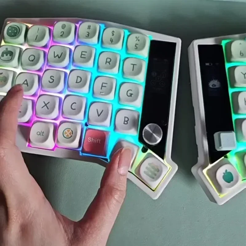 Imagem -03 - Kit de Teclado Mecânico Dividido de 58 Teclas Modo Duplo sem Fio Zmk Mudança de Chave Retroiluminado Rgb com Balancim Kit de Teclado Mecânico Personalizado