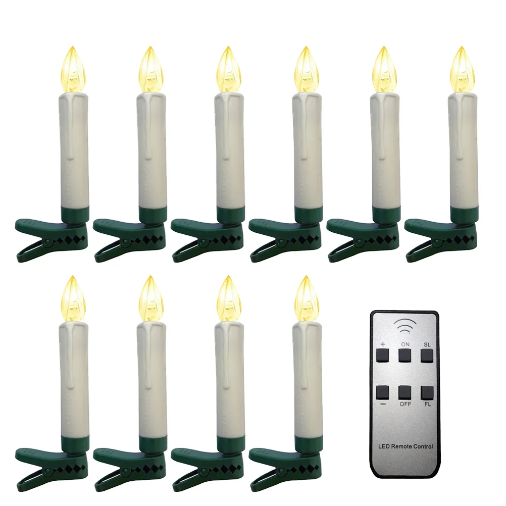 Simulation Night Lamp LED with Remote Control Taper Candles Clip-on Electronic Flameless Light The Christmas