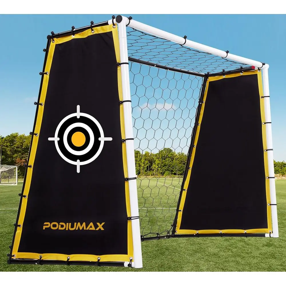 

4-in-1 Soccer Goal with 7x5ft Rebound Net, Upgraded Steel Ground Pass Net, Ideal for Backyard or Park, Soccer Training Aid for P