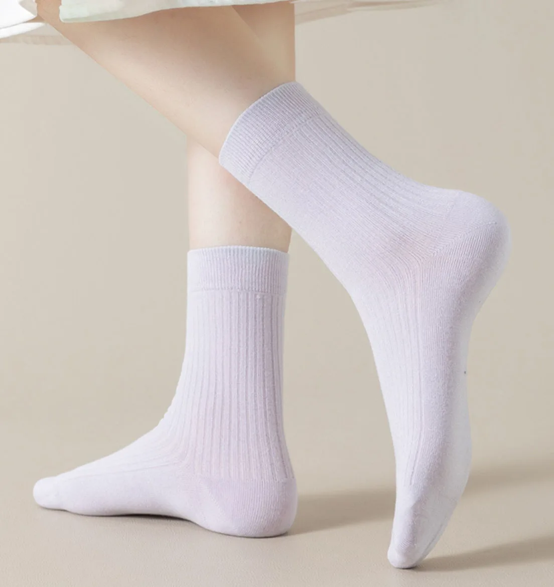 5 Pairs 100% Cotton Women's Socks Soft Casual Solid Color Middle Tube Socks Women New Spring High-Quality Socks