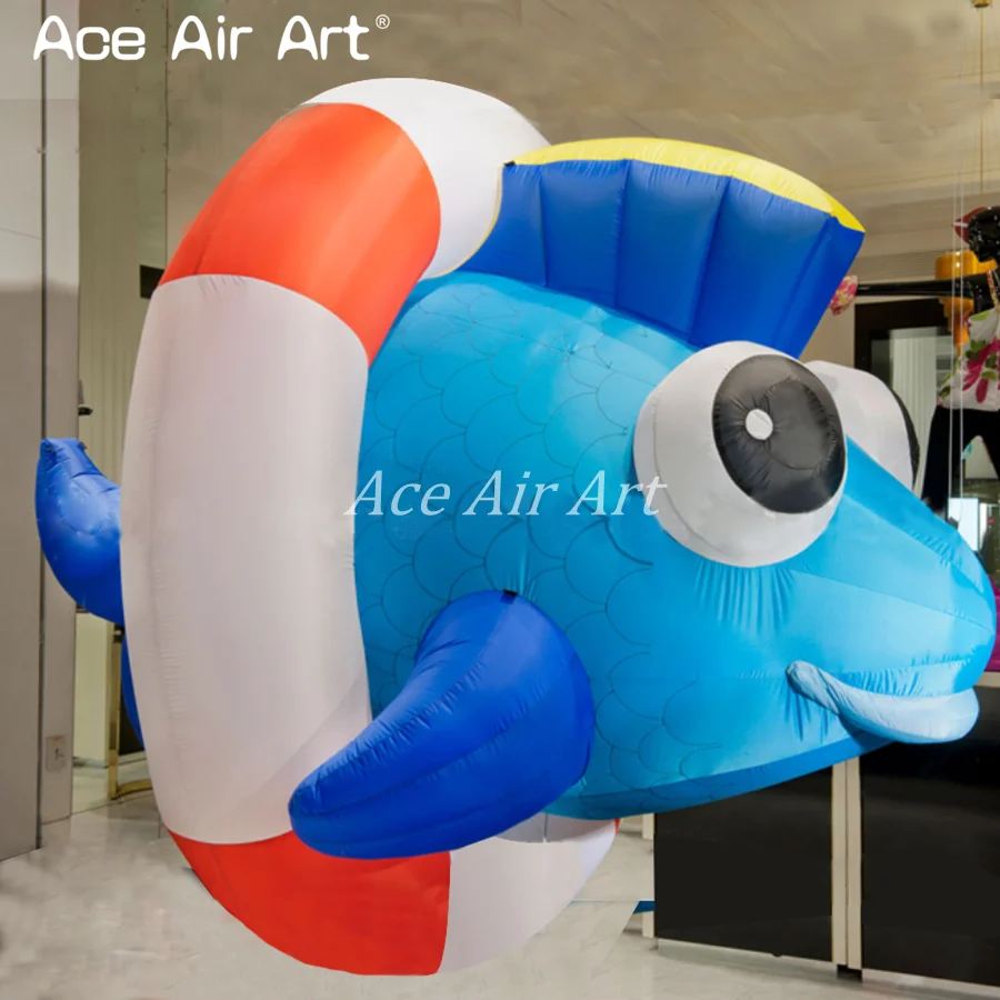 Beautiful Inflatable Tropical Fish Inflatable Fish Cartoon With Swimming Ring  For Party/ Aquarium Decoration Made In China