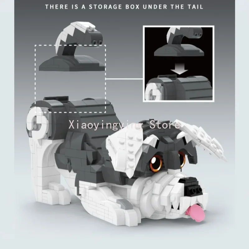 Pet Puppy Schnauzer Husky Brick Building Kit 635/757 PCS Mini Animal Figure Collection Home Desk Decor Festival Gift