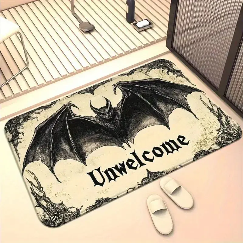 VIKAMA Gothic-Style Bat Welcome Mat, Soft, Non-Slip Indoor/Outdoor Entryway Mat, Entryway Doormat, Home Decor