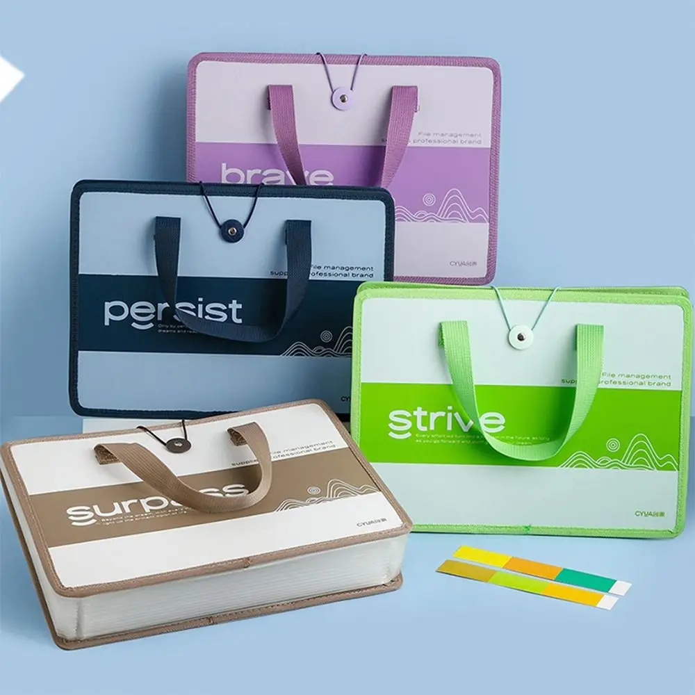 13 레이어 A4 파일 폴더 휴대용 타이 스트랩 디자인 분류 파일 가방 대용량 문서 가방 학교 사무실