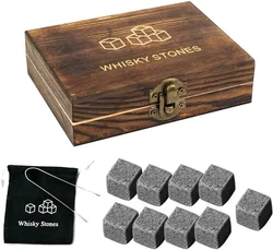 Whiskey Stones Gift Set Granite Chilling Stones Whiskey Rocks Reusable Ice Cubes Best Drinking Gift