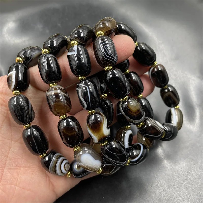 Cheap Jade Dark Silk Agate Tube Bead Bracelet Barrel Beads Bracelet Special Offer