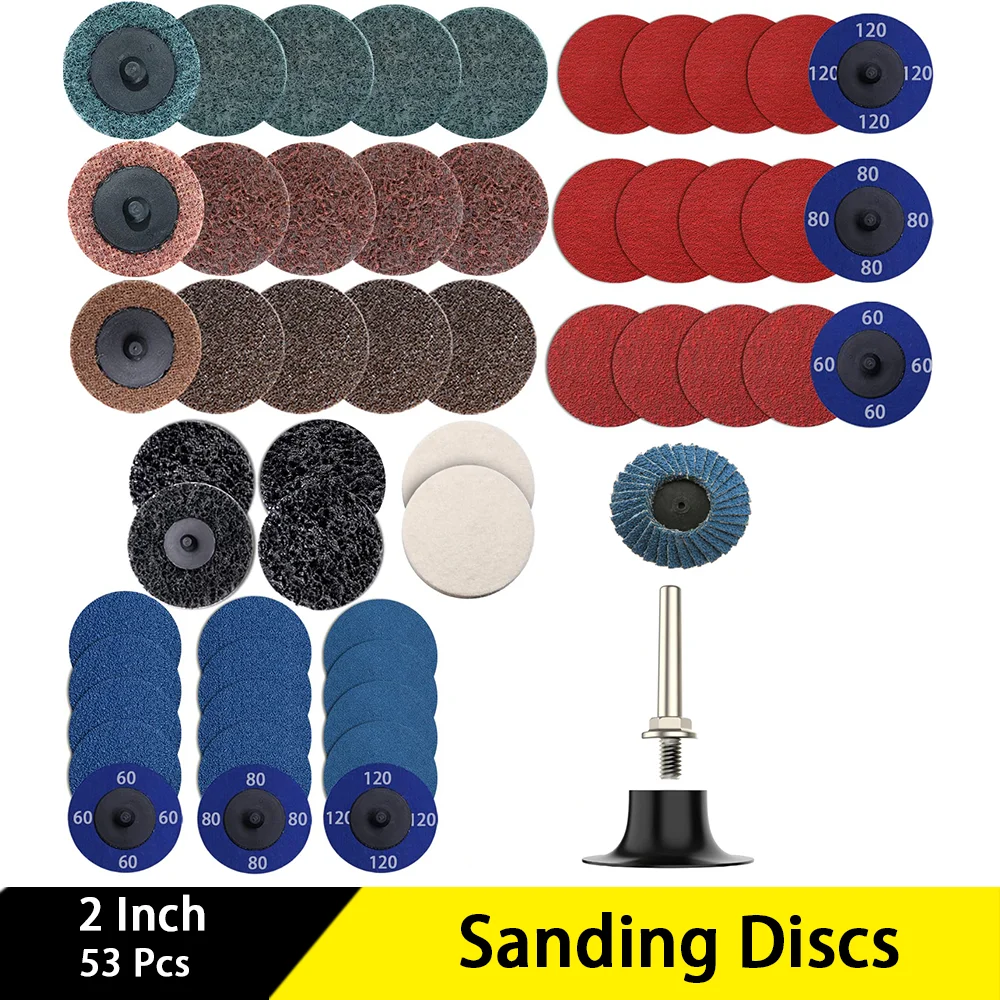 2 Inch Sanding Discs Roll Lock Discs 53 Pcs with 1/4