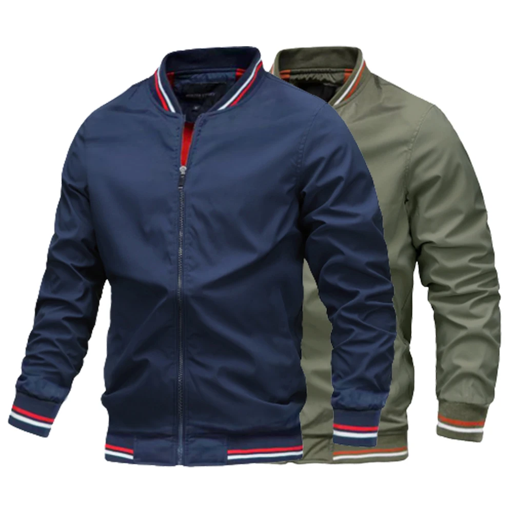 Spring Autumn Men's Stand Collar Casual Zipper Baseball Jacket Outdoor Sports Coat High Quality Windbreaker Jacket for Men