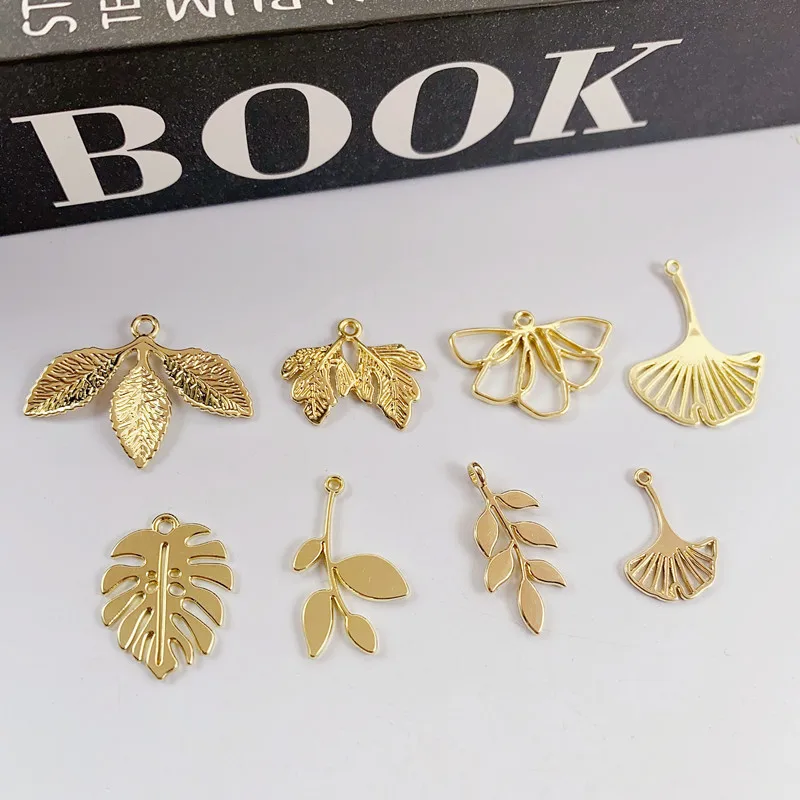 10pcs Monstera Pendant Charms Hollow Leaf Earrings Pendants Handmade Necklace Earrings Bracelet Diy Jewelry Making Supplies