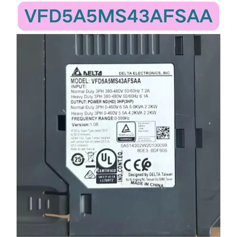 Used VFD5A5MS43AFSAA Inverter Functional test OK Fast delivery
