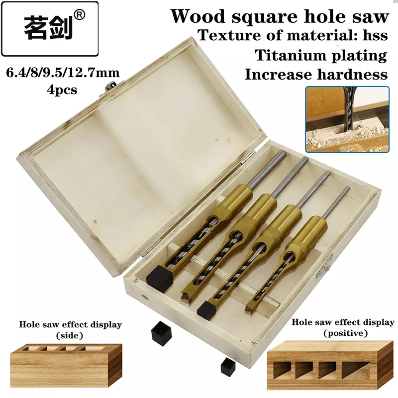 

Drill Dit square hole saw tenon mortise woodworking tool kit with a chisel Ferramentas Herramientas